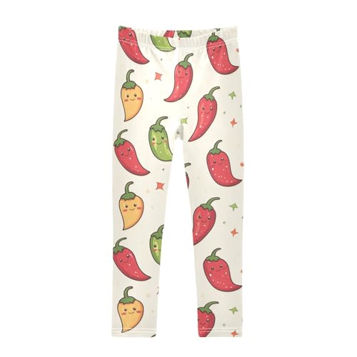 Chili Peppers Girls Leggings,Workout Leggings for Girls Toddler Athletic Legging Size for 3-10T