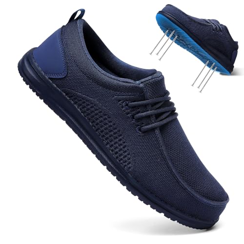 Image of VikoViren Slip On Steel Toe Shoes Men Loafers Safety Work Sneakers | Non Slip, Puncture Proof, Lightweight, Comfortable, Breathable, Indestructible Loafers Construction Shoes, Tennis, Casual