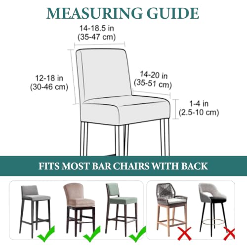 Image of HAOYONG Bar Stool Covers, Stretch Counter Stool Pub Chair Slipcover Washable Counter Height Chair Covers for Kitchen Dining Room Cafe Set of 4 (Dark Gray)