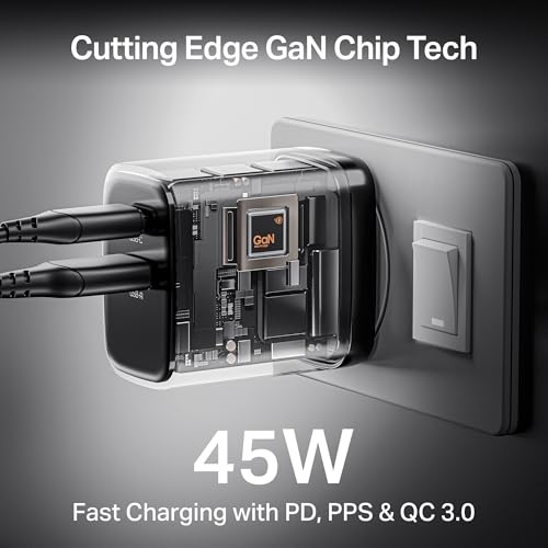 Image of Boat 45W GaN Charger USB Type C, Ultra-Fast Dual Port Fast Charging, Compact & Lightweight, Supports iPhone, Android, iPad, Tablet (Ash Grey)