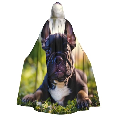 Cape à capuche carlin noir médiéval costume cosplay Noël