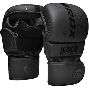 RDX MMA Gloves Sparring Grappling, Hybrid Open Palm Martial Arts Mitts Men Women, Maya Hide Leather Wrist Support, Cage Fighting Combat Sports Boxing Glove Training, Muay Thai, Punching Bag Kickboxing