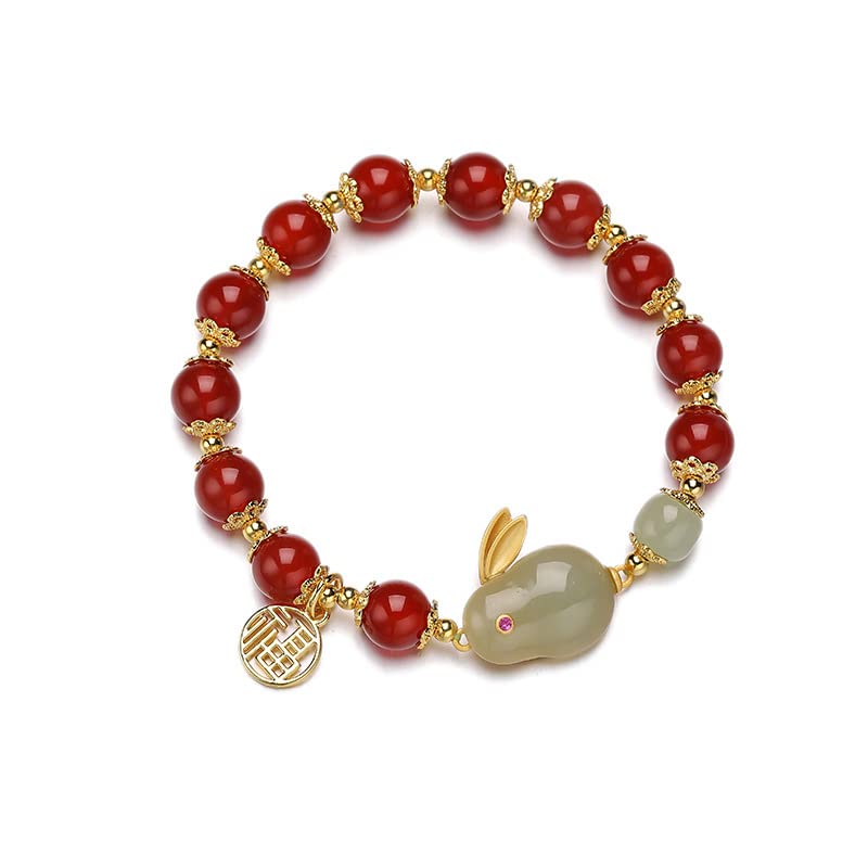 Lapin Jade Agate et or 14K prestige pour femme raffinée