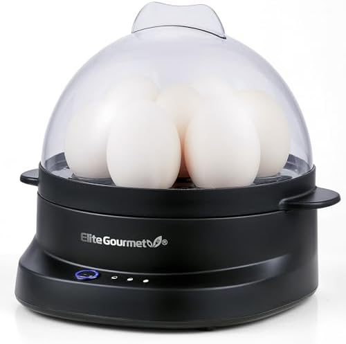 Elite Gourmet 7-Egg Electric Egg Cooker with Voice Alerts – Soft,...