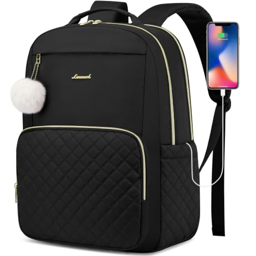 Product Image of the Laptop Backpack for Women College Bookbag: 15.6 Inch Cute School Backpacks for Teen Girls Water Resistant Middle High School Bag Stylish Durable Work Travel Daypack for Teacher Nursing Students Black