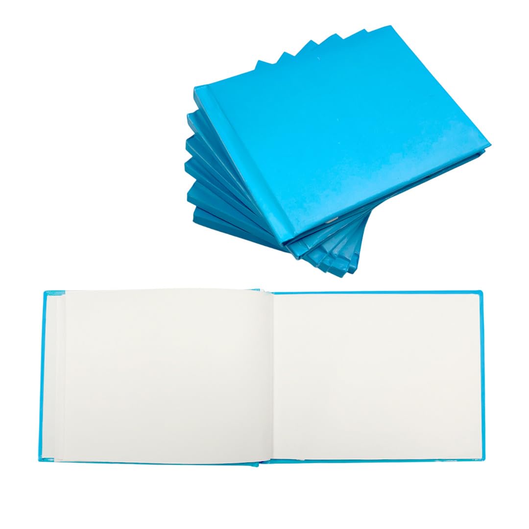 Janrax Pack of 60 Plain Cover 100 Pages Blue Autograph Books – School Leavers Signature, End of Term Memory Book