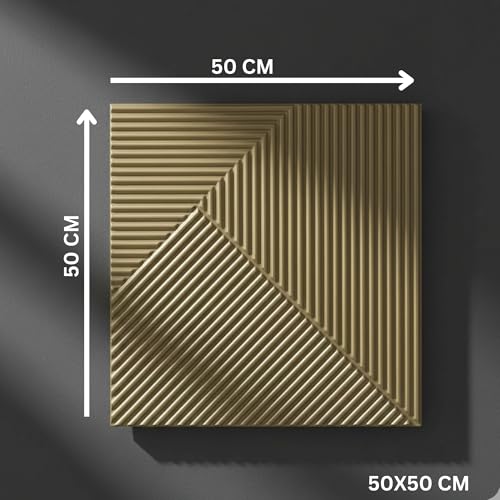 Image of Kayra Decor 3D PVC Wall Panels - Stripe Design, Champagne Gold Color 19.7 inch x 19.7 inch (Pack of 3) - Covers 8.07 Sq. Ft.