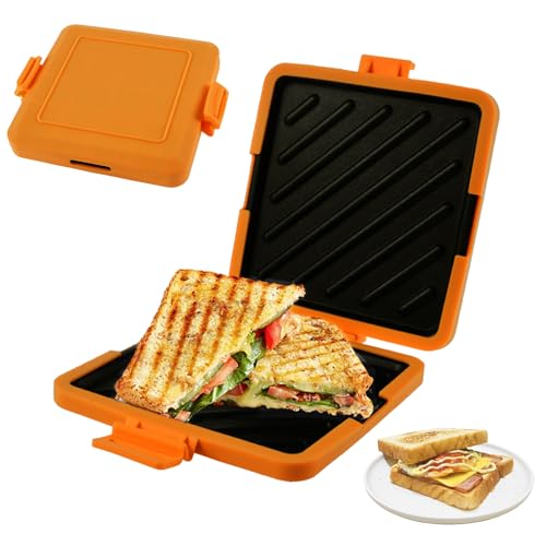 Image of Microwave Toastie Maker,Microwave Toastie Sandwich Maker Silicone Micro Toastie Maker Non-stick,Microwave Toastie Sandwich Maker and Grill Heatwave Technology for Bread Sandwich (Orange)