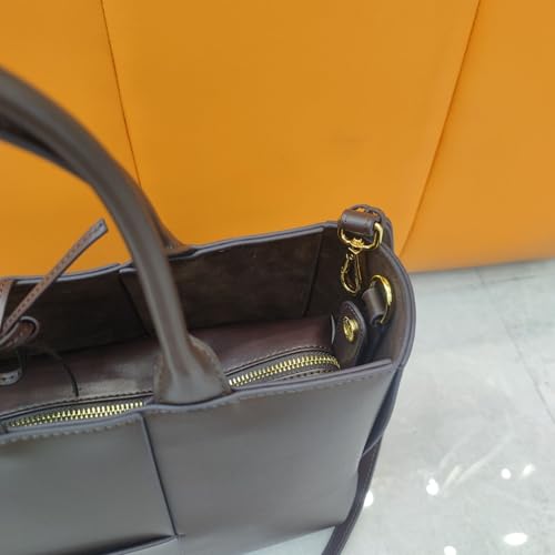 Elegant Cowhide Leather Hand Woven Tote Handbag – Large Shoulder Bag for Commuting4