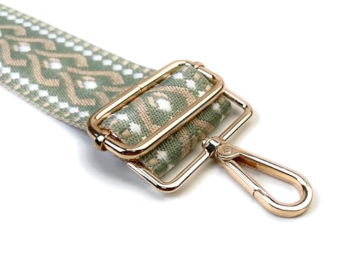 Image of Purse Strap Replacement for Crossbody Bags & Handbags | Premium Webbing with Light Gold Hardware Clip-On Installation Adjustable Length Comfortable Wide Guitar Style Strap