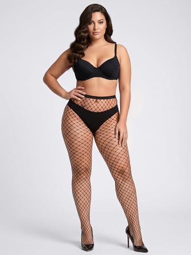 Image of URATOT 4 Pairs Plus Size Fishnet Cross Mesh Tights Sexy Fishnets Pantyhose Stockings Thigh High Stockings