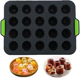 KeepingcooX® 20 Cavity Jelly Mold Gourmet Style Cannele Bordelais Mould, Mini Muffin Tin, Silicone Baking Mold for 20 canelés, Cold and Heat-Resistant, Non-Stick Cupcake Form, Random Color