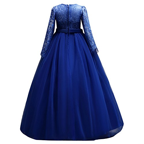 MYRISAM Vintage Girls 3/4 Long Sleeve Dress Tulle Lace Birthday Wedding Bridesmaid Evening Ball Gown Floor Length Dresses2