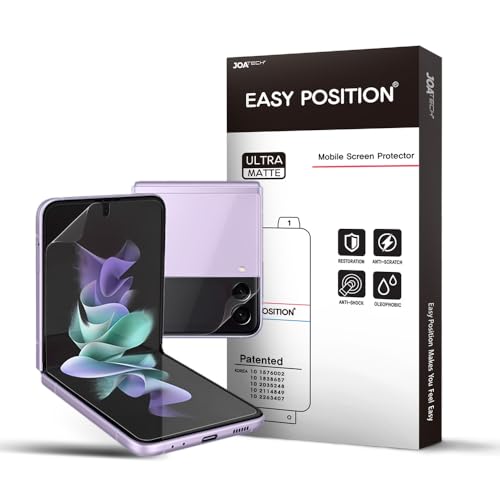 EASY POSITION (3Sets Galaxy Z Flip 3 5G Matte Anti Glare Screen Protector Film, 3pcs Inner +3pcs Outer + 3pcs Hinge, Perfect Touch, BubbleFree, Easy Installation with Guide tool