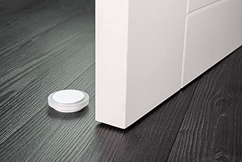 Evi | Adhesive Doorstop | 1,77X0,55 Inch | Natural Silicone White Rubber | Stainless Steel White Painted | Great Adherence | Silent And Safe | Mod. I-203X12 #TOP5