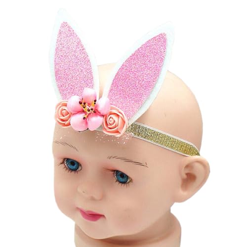 Easter Baby Girls Bunny Rabbit Ear Headbands with Flower Hair Band Easter Day Baby Headband ZHB35