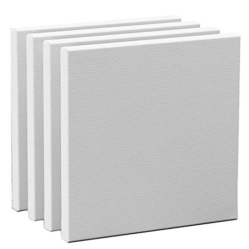 Elvielsl 4 Pack Artist Blank Canvas, 20X20cm (8” x 8”) Painting Canvas Frame Stretcher Painting Board for Acrylic Oil Water Painting Ideal for Professional Artist, Hobby Painter & Beginner