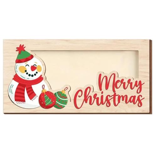 XIAOXIAOYU メリークリスマス 木製マネーホルダー、木製マネーホルダー装飾封筒 - 雪だるまとレターデザイン封筒 グリーティングカードデコレーション用品