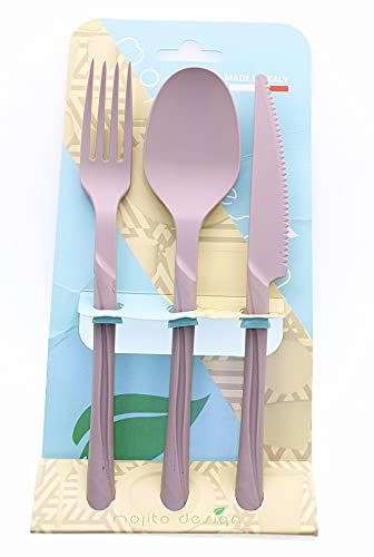 Juego de cubiertos reutilizables PP gris Cover