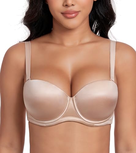 Image of DotVol Women's Multiway Push Up Convertible Underwire Strapless Bra Thick Padded Everyday Bra