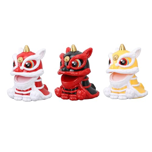 Jerliflyer Solar Powered Dancing Lion Ornament,Chinese New Year Lucky Dancing Lion Toy for Home Decoration and Car Interior Accessories(Black)