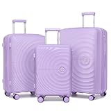 LARVENDER Luggage Sets, Suitcase Set 3 Piece Expandable Luggage PP Lightweight Large Suitcases with Wheels for Women (28/24/20inch,Lavender)