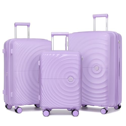 Sets, Suitcase Set 3 Piece Expandable Luggage Pp Lightweight Large Suitcases With Wheels For Women (3 Piece Set,lavender)