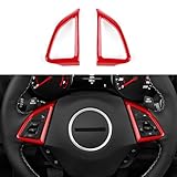 Car Control Button Sticker ABS Carbon Fiber Decal Interior Trim Cover Red for Chevrolet Camaro 2016 2017 2018 2019 2020 2021 2022 2023 2024 Red Accessories