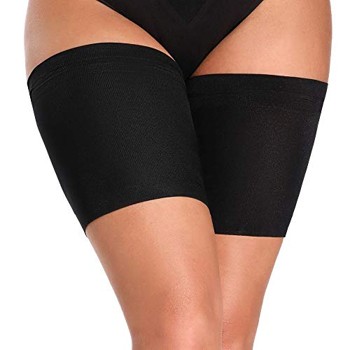iAmotus Muslo Elástico Bandas Elastic Lace Thigh Stockings Bandas Muslo anti-chafing Banda De Silicona Previene Rozaduras 1 par (Negro, E:62-70cm)