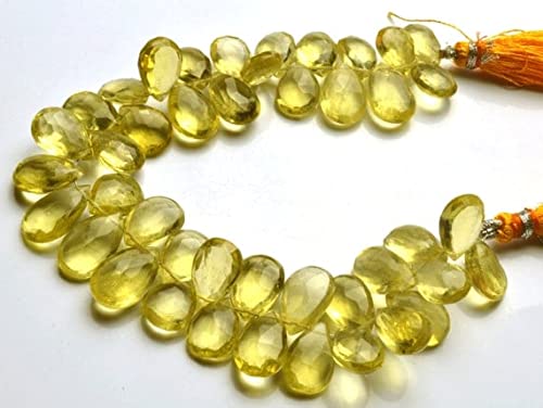Lemon Quartz Faceted Pear Shape Briolettes pour création de bijoux