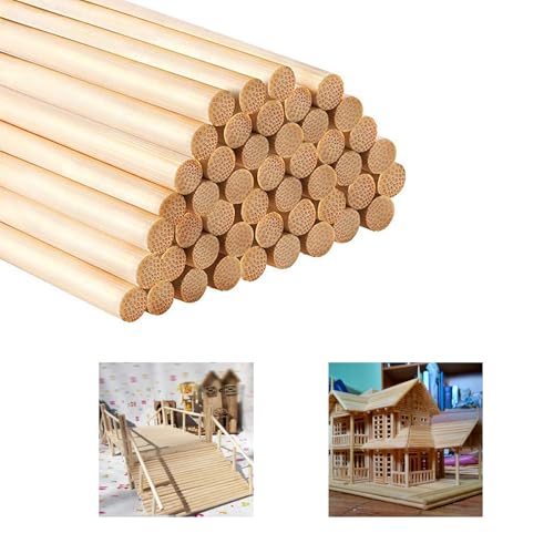 100 Pièces Batonnet en Bois 30cm, Bâtons en Bois Ronds, Bâtons de Bricolage, Bâton Rond Naturel, Bâtonnets pour DIY Artisanat Modélisme Construction