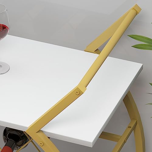 Image of LVB Modern Bar Cart, Industrial Rolling Serving Wine Cart, White and Gold