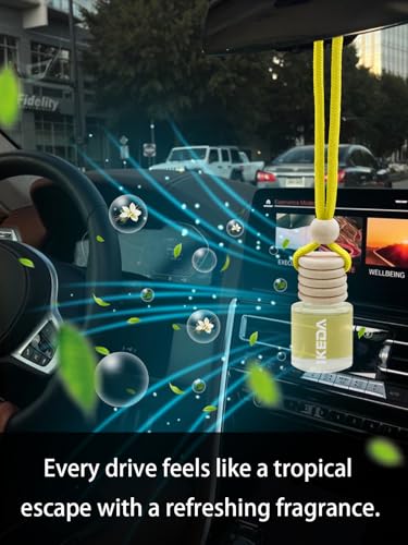 Image of IKEDA Car Air Freshener, Car Fresheners for Men & Women, 45+Day Long Lasting Fragrance Hanging Air Fresheners Scents, with Clip, Perfect for Auto and Home,Christmas,10ml, Vanilla