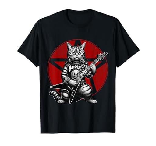 Heavy Metal Cats y Death Metal Music Metalhead Rock Guitarra Camiseta | Ya disponible en tu tienda friki favorita! En mundofriki.es!