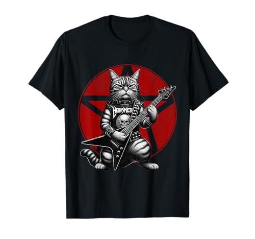 Heavy Metal Cats y Death Metal Music Metalhead Rock Guitarra Camiseta