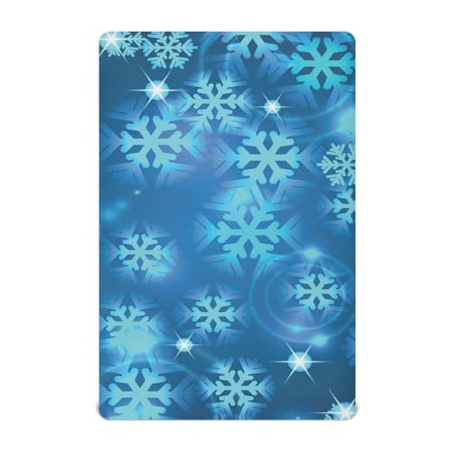 Moudou Blue Christmas Snowflake Playard Sheet for Boy Girls, Soft Breathable Fitted Toddler Sheet for Standard Playard Bed Mattress, 39 x 27 x 5 Inch