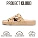 Project Cloud 100% Genuine Leather Womens Sandals Dressy - Lightweight & Non-Slip Women's Flats Sandals Women with Plush & Soft Insole Slides Sandals for Women 2026 (VELORA, BEIGESUEDE,8M)