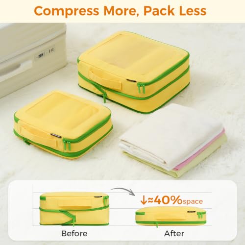 Image of BAGAIL Compression Packing Cubes for Travel Essentials, 6 Set-Yellow