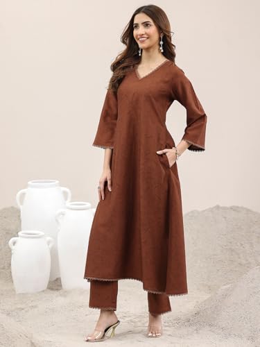 Image of Libas Printed Silk Blend A-Line Kurta With Trouser and Dupatta