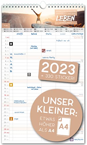 Idioma: Alemán - Calendario de pared 2023 5 columnas, Felicidad Familiar Planificador 2023 y Oct-Dic 2022, calendario familiar compacto 19,5 x 32,5 cm, planificador familiar 2022 2023