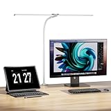 Wobane LED デスクライト クリップ式 ホワイト ダブル光源 1400lm 明るい 卓上ライト 無段階調光 5段階調色 Ra85演色 目に優しい 電気スタンド 360°角度調整可能 独立ボタン 簡単操作 勉強 仕事 読書 作業 pc用 間接照明 モニターライト PSE認証済 日本語説明書 ACアダプター付き ギフト包装可 人気プレゼント