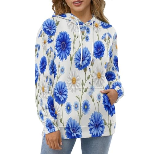 Sweat à capuche imprimé fleurs aquarelle 3D unisexe pour automne et hiver - 2