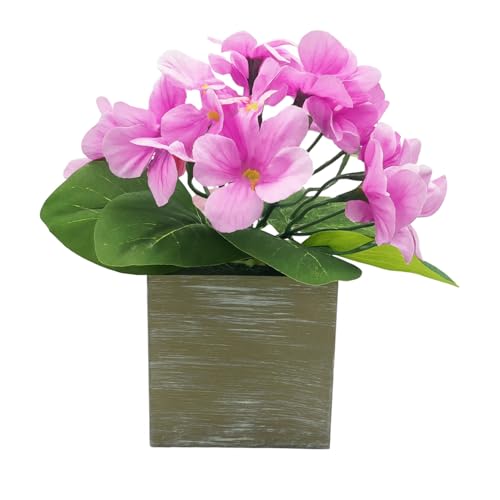 Image of KARP Artificial Potted Plants, 20Cm Height Mini Pink Hydrangea Flower Plant with Pots Home Decor, Indoor Artificial Ornamental Plant for Living Room, Office Desk & Bathroom, Decorative