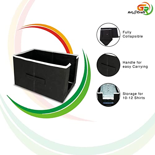 Image of GR Art&Craft inchOrganize Your Space inch Non Woven Shirt Stacker /Shirt Organizer /Wardrobe Organizer /Cloth Organizer /Cloth Cover- 6 Pcs Combo (Black)