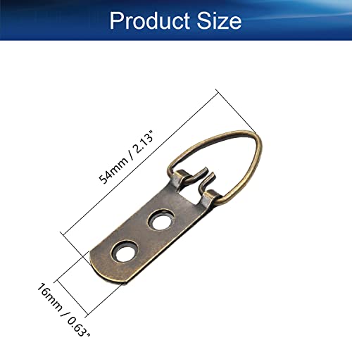 Image of 54mm x 16mm Double Holes D Ring Picture Hangers Hardware Assortment Kit, for Home Decoration Hanging Clock Paintings Artwork Creative Picture Frame Photo Hanging Solutions Bronze Tone 50pcs