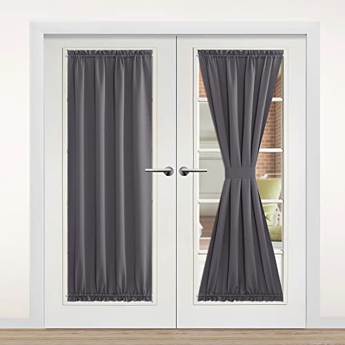 NICETOWN Doorway Curtains - 80 Inch Length Thermal Insulated Blackout Single Panel Drape Room Divider Cover/Shade,Temporary French Door Curtain for Be