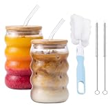 Latte Macchiato Gläser, 2er Trinkgläser Set mit Glas Strohhalm Bürste