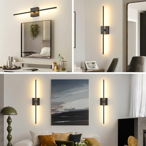 Battery Operated Wall Sconces with Remote Control, 11000mAh LED Wireless Rechargeable Black Wall Lights, 350°Rotate Dimmable Wall Lamp, 3 Color Temperatures, for Bedroom, Living Room, Hallway, 2 PCS by KELUOLY - Used condition - Image 7