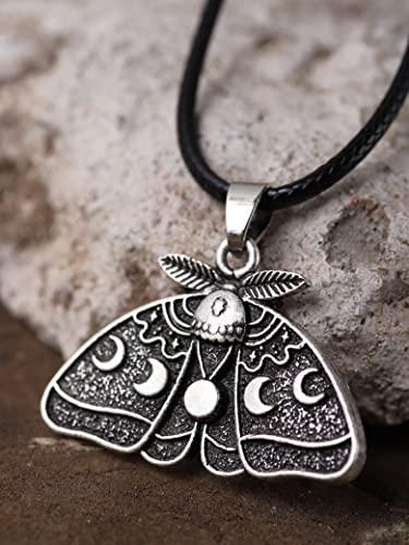 HAQUIL Moth Necklace, Moon Phase Moth Pendant, Wiccan Jewelry Gift for Women4