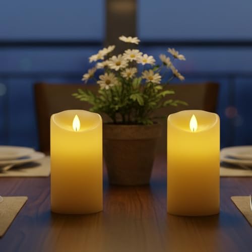 Image of LTETTES Flameless LED Pillar Candle | Real Wax | Flickering Flame | Rechargeable | Type-C USB Charging | Remote Control | 24H Timer | Home Decor | Festive Lighting | 7.5x15.5 cm | Pack of 1 (Ivory)